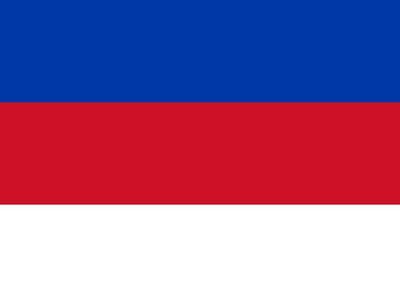 Auf dem Bild sind die Farben der sorbischen Flagge abgebildet - von oben nach unten: blau, rot, weiß.